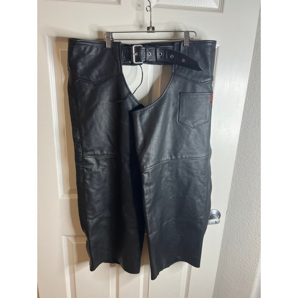 Interstate Leather Motorcycle Chaps Unisex Black ~ Size 4XL